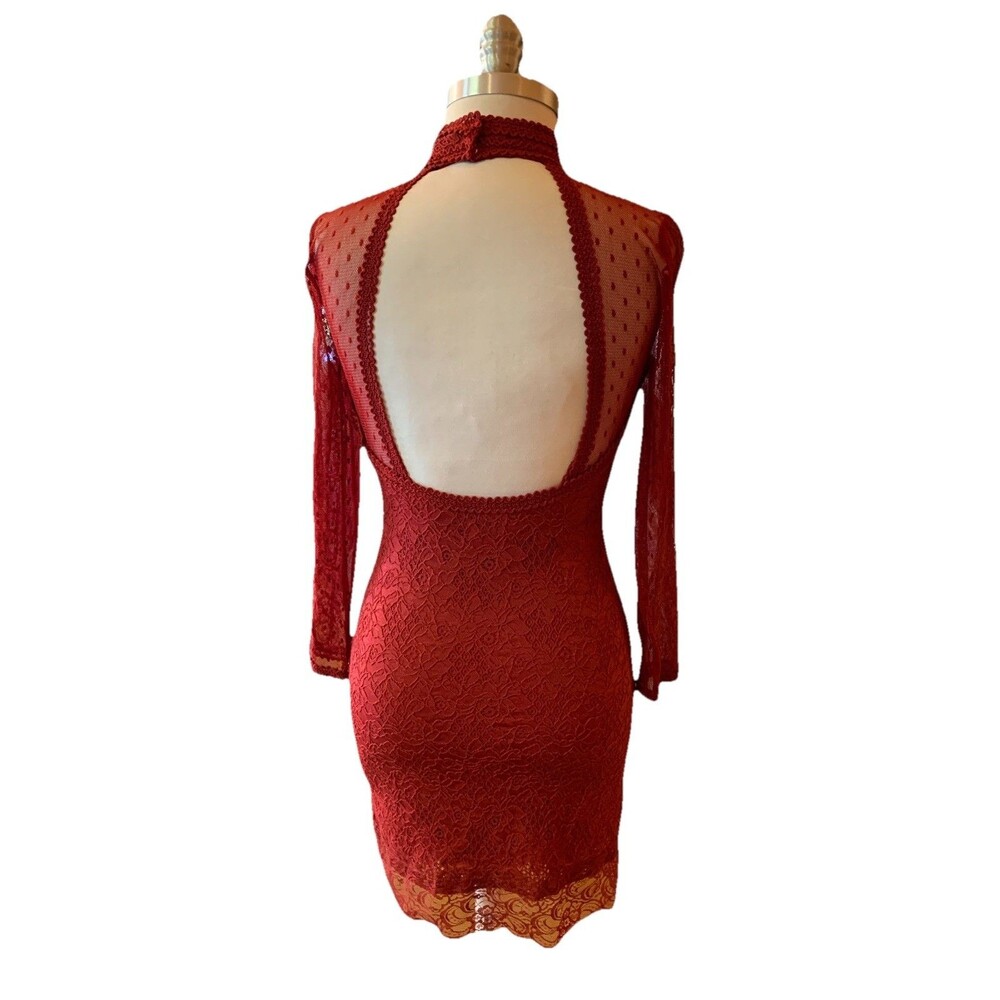Free People Witchy Red Lacy Dress Cocktail Party Whimsigoth Small Sexy Vamp - Picture 4 of 16